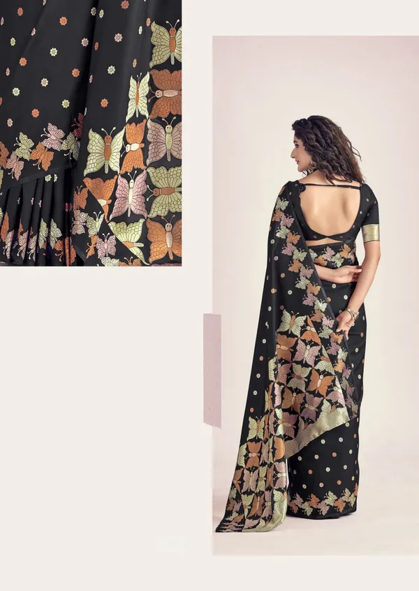 Black_Zari_Weaving_Banarasi_Silk_Saree_With_Blouse_For_Women