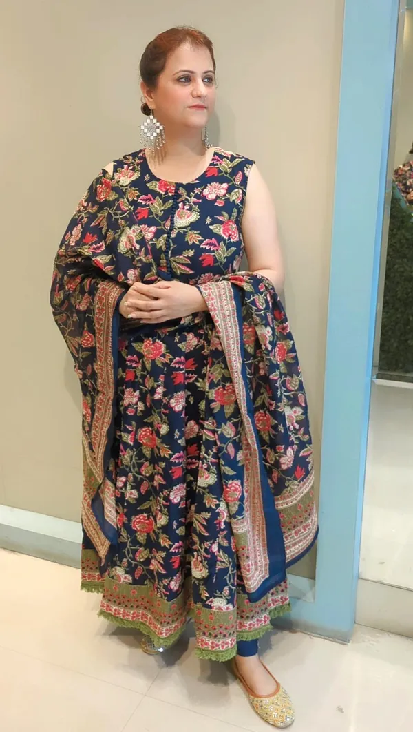 Dark_Blue_Cotton_Anarkali_Kurta_Pant_Set_with_Jacket_and_Dupatta