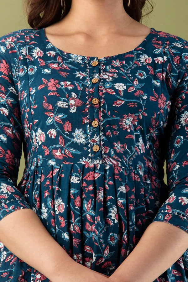 Dark_Blue_Maternity_And_Feeding_Kurti_Sanganeri_Print
