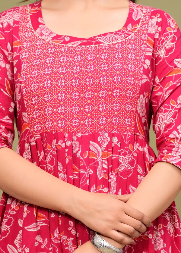Dark_Pink_Cotton_Maternity_And_Feeding_Gown