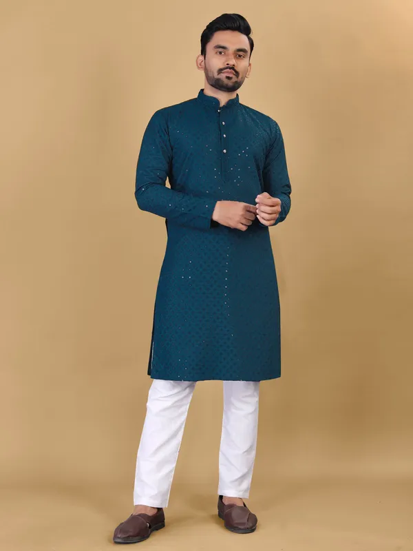 Delightful_Navy_Blue_Cotton_Kurta_setsFor_Men