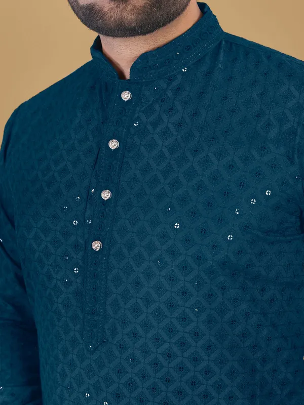 Delightful_Navy_Blue_Cotton_Kurta_setsFor_Men