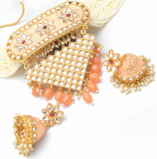Handmade_Meenakari_Choker_Necklace_Set_and_Earrings_with_jhumki