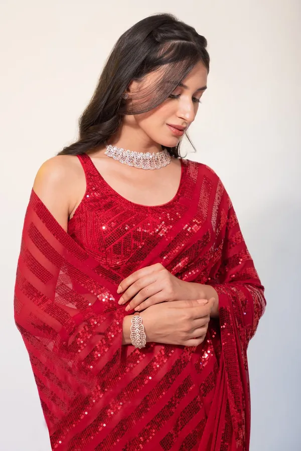Designer_Red_Sequence_Work_Saree