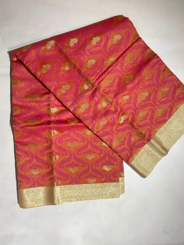 Humairah_Presents_Orange_Masrise_Tissue_Alfi_Resham_Jaal_Golden_Zari_Booti_with_Multicolour_Golden_Self_Border_and_Orange_Bouse