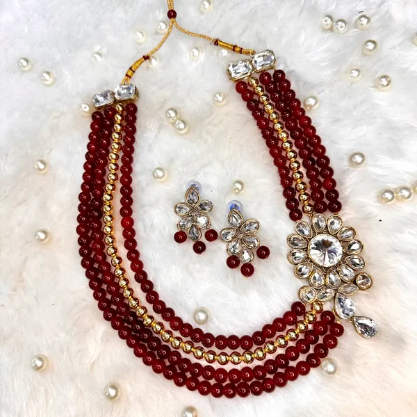 Four_Layer_Mahroon_Pearl_And_Kundan_Necklace_Set
