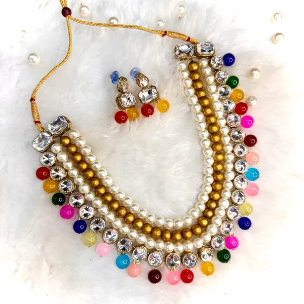 Four_Layer_Multicolour_Kundan_Necklace_Set|_Necklace_And_Earings