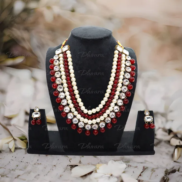 Four_Layer_Maroon_Alloy_Copper_Jewellery_Set_For_Women