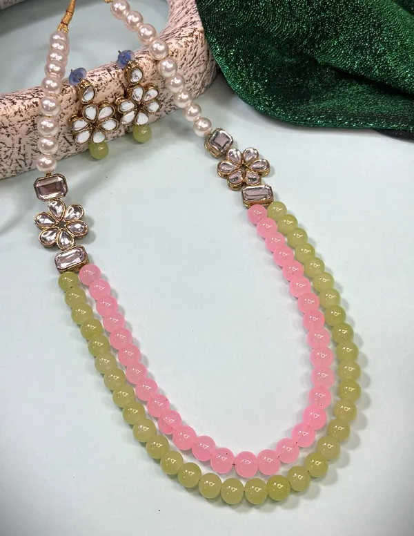Pink_And_Light_Green_Pearl_Alloy_Jewellery_Set_For_Women