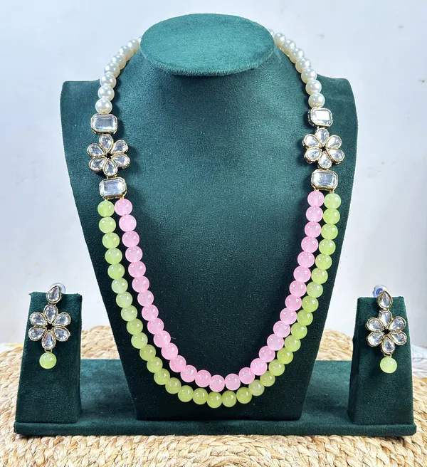 Pink_And_Light_Green_Pearl_Alloy_Jewellery_Set_For_Women