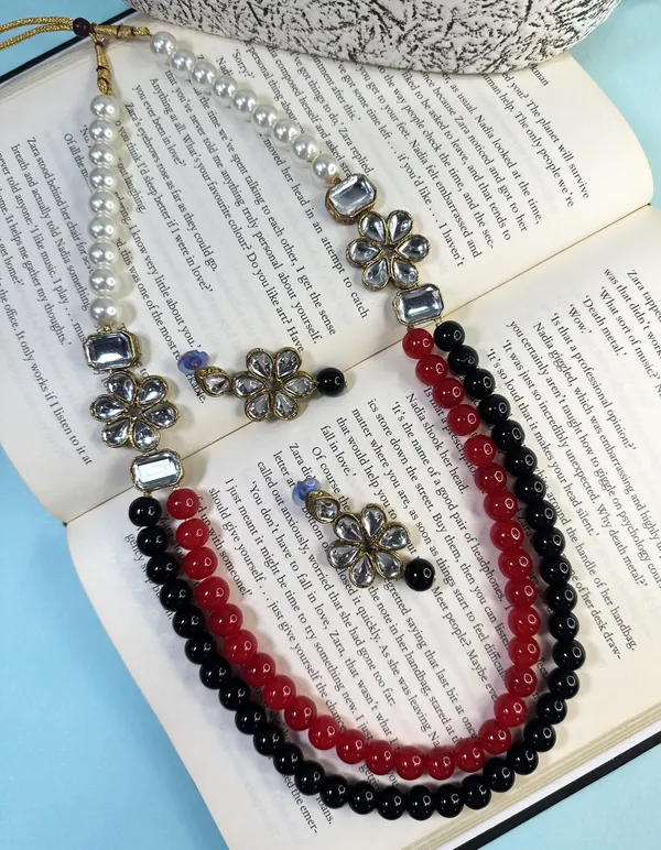 Red_And_Black_Pearl_Alloy_Jewellery_Set_For_Women