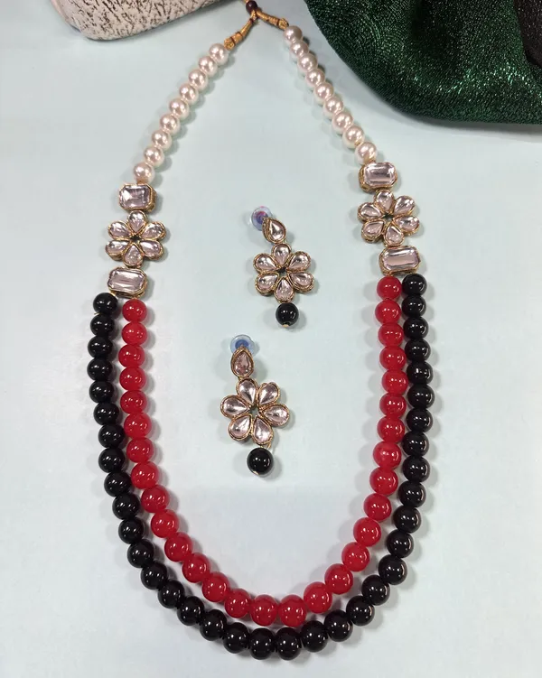 Red_And_Black_Pearl_Alloy_Jewellery_Set_For_Women