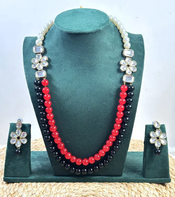 Red_And_Black_Pearl_Alloy_Jewellery_Set_For_Women