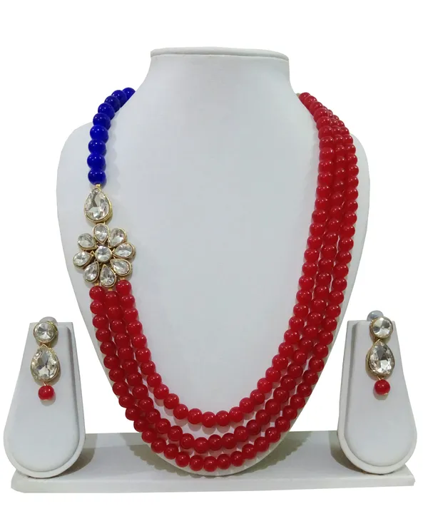Stunning_Three_Layer_Red_And_Blur_Pearl_Kundan_Necklace_Set