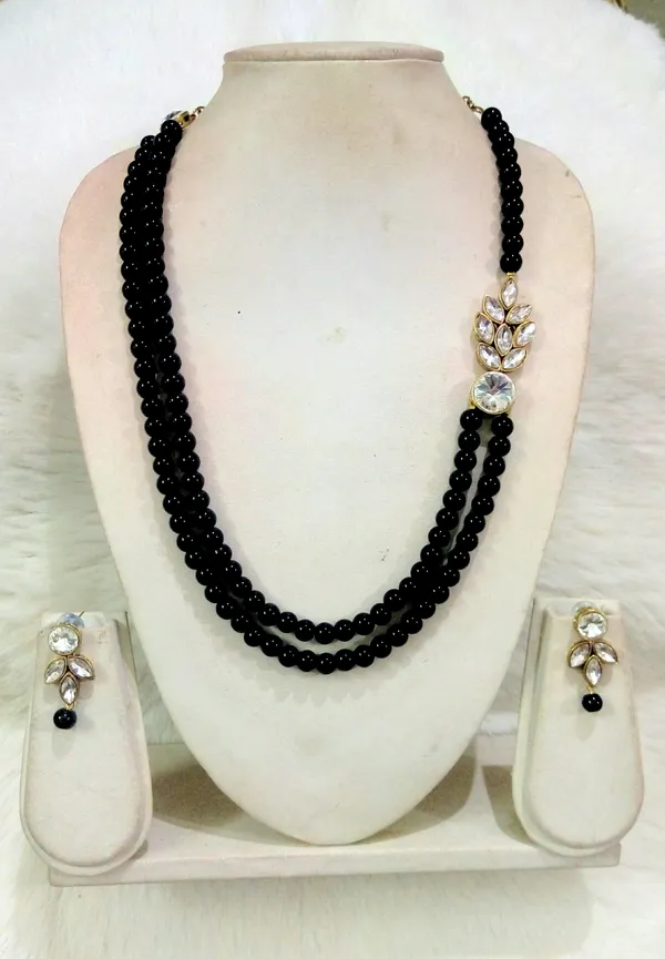 Black_Stylish_Copper_Plated_Twinkling_Leaves_Two_Layer_Necklace