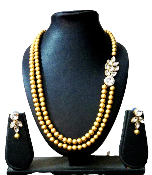Golden_Stylish_Copper_Plated_Twinkling_Leaves_Two_Layer_Necklace