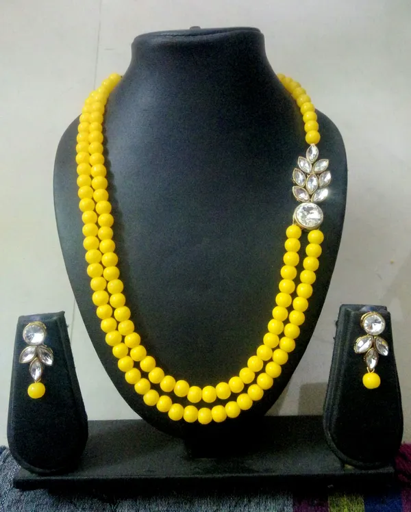 Yellow_Copper_Plated_Twinkling_Leaves_Two_Layer_Necklace
