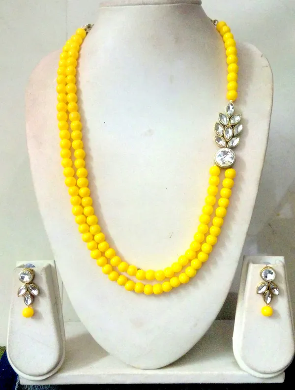 Yellow_Copper_Plated_Twinkling_Leaves_Two_Layer_Necklace