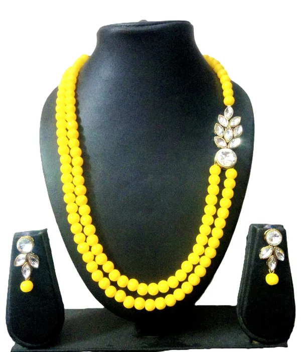 Yellow_Copper_Plated_Twinkling_Leaves_Two_Layer_Necklace