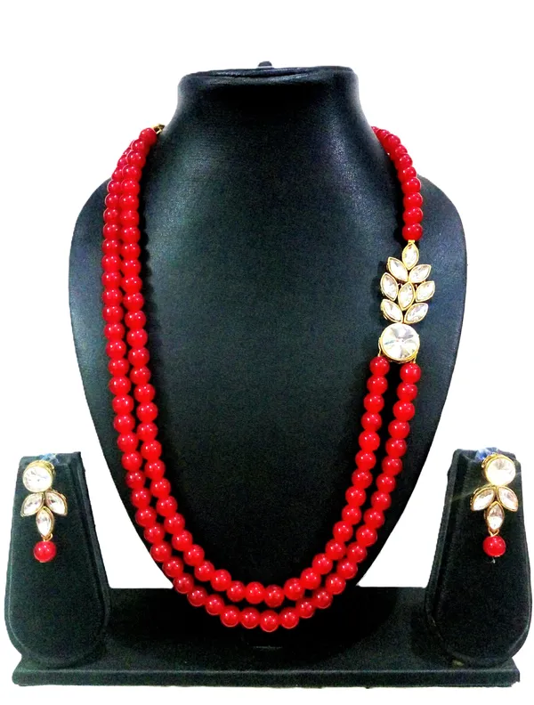 Red_Stylish_Copper_Plated_Twinkling_Leaves_Two_Layer_Necklace