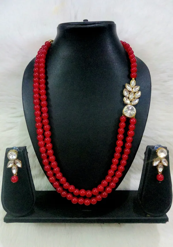 Red_Stylish_Copper_Plated_Twinkling_Leaves_Two_Layer_Necklace