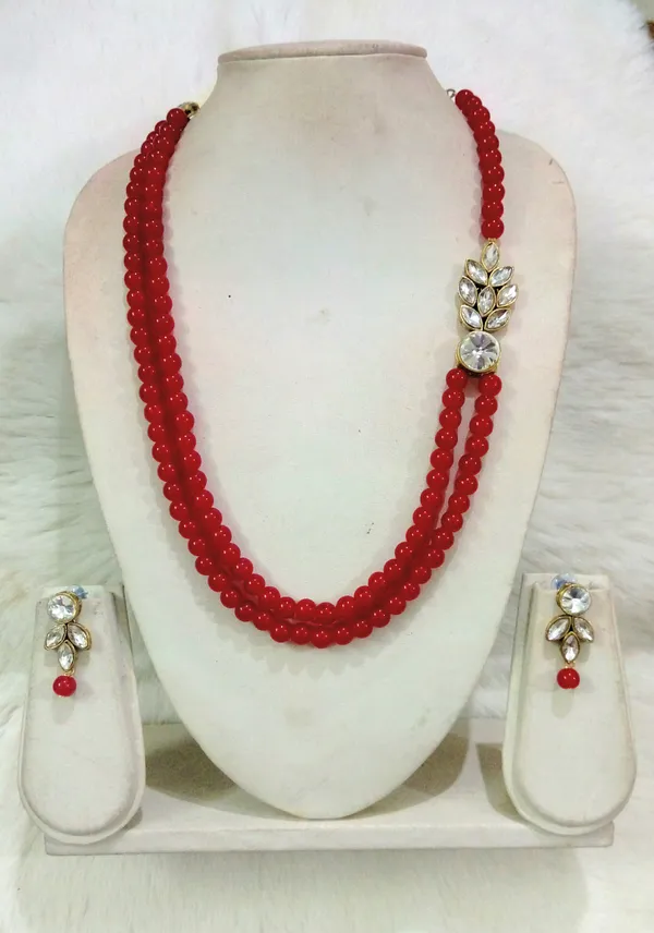 Red_Stylish_Copper_Plated_Twinkling_Leaves_Two_Layer_Necklace
