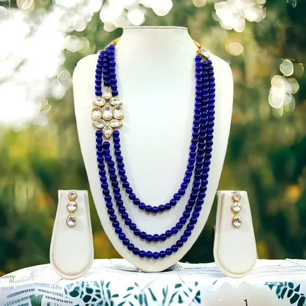 Three_Layer_Blue_Pearl_Necklace_Set