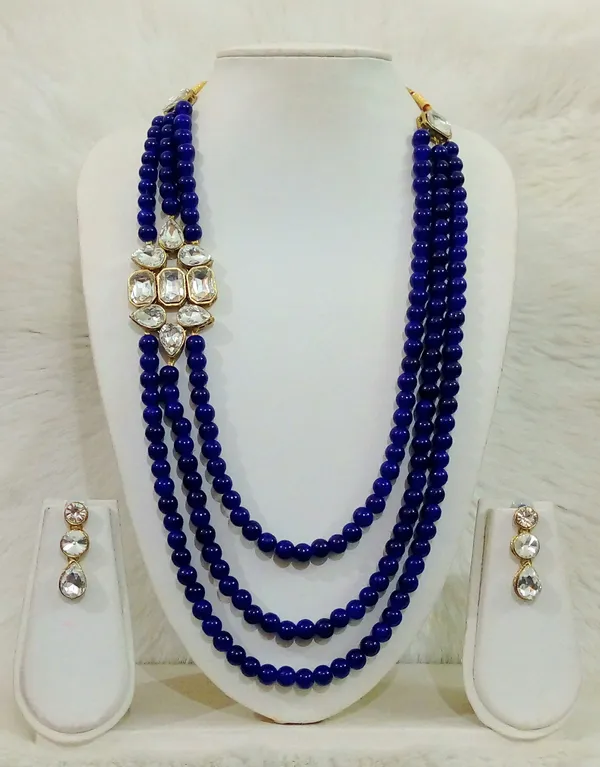 Three_Layer_Blue_Pearl_Necklace_Set
