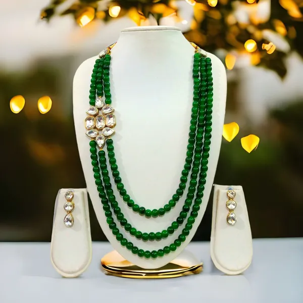 Three_Layer_Green_Pearl_Necklace_Set