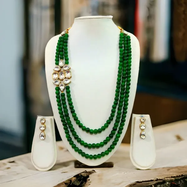 Three_Layer_Green_Pearl_Necklace_Set