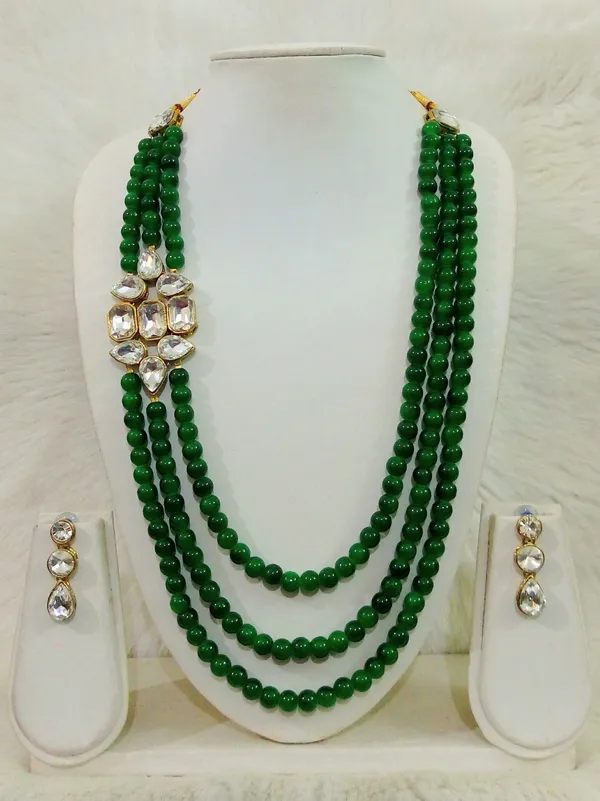 Three_Layer_Green_Pearl_Necklace_Set
