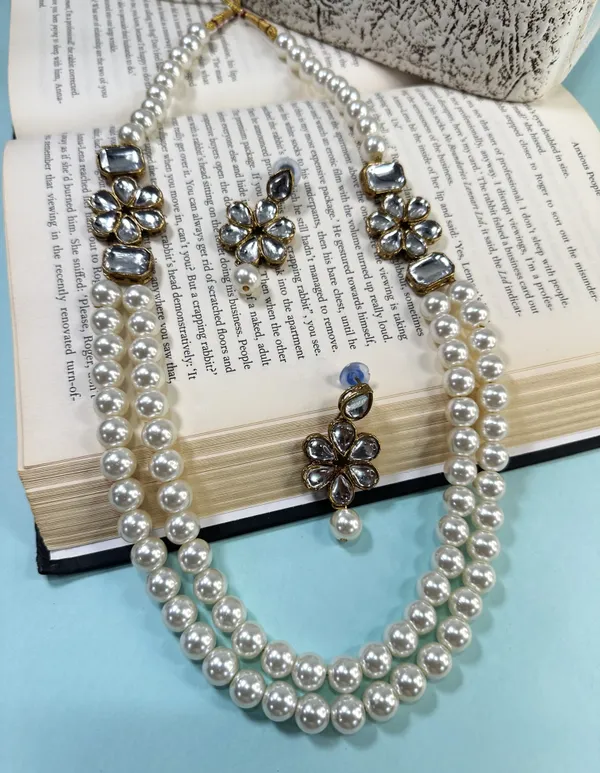Two_Layer_Pearl_And_Alloy_Copper_Jewellery_Set_For_Women_|_Necklace_And_Earings