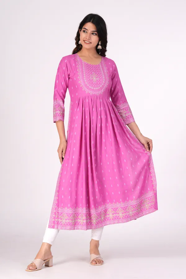 Rose_Pink_Printed_Ethnic_Dress_Kurta_For_Women