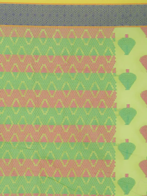 Green_Cotton_Blend_Banarasi_Sarees_For_Women