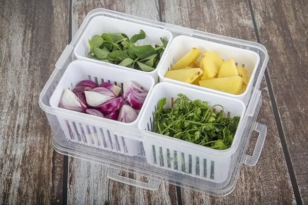 THE HEAVEN KITCHEN Transparent Divided Food Serving Tray with Lids