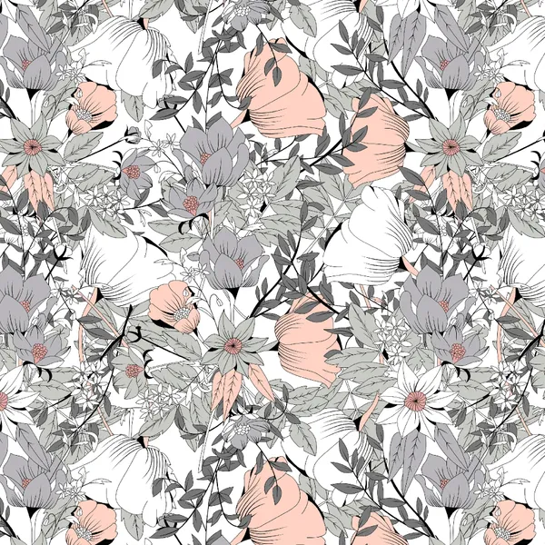 100%_Cotton_120_TC_Floral_Bedsheet_for_Single_Bed_with_1_Pillow_Covers_(145_x_223_cm)_Peach_and_Gray