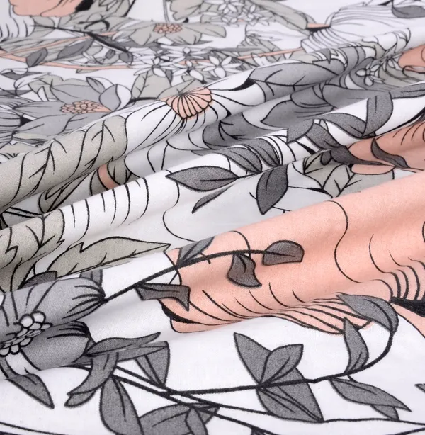 100%_Cotton_120_TC_Polka_Dot_King_Size_Bed_sheet_with_2_Pillow_Covers_(270_x_270_CM)_Peach_and_Gray