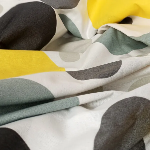 100%_Cotton_120_TC_Polka_Dot_King_Size_Bed_sheet_with_2_Pillow_Covers_(270_x_270_CM)_Yellow_and_Gray