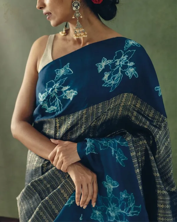 Blue_Soft_Banarasi_Silk_Saree_With_Blouse_Piece_For_Women