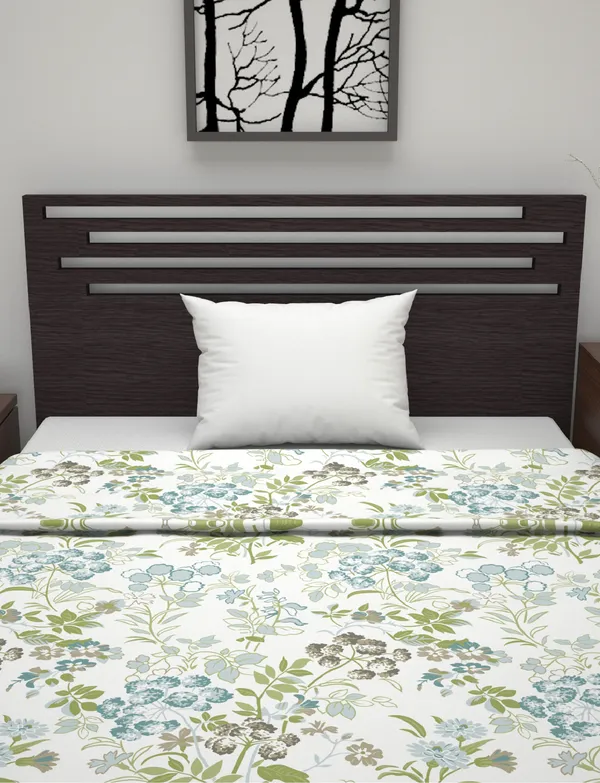 100%_Cotton_120_TC_Lily_Birch_Print_Reversible_Single_Dohar_AC_Blanket_-_Green_Banana_(220_X_110_CM)