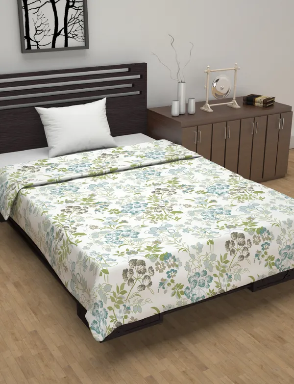 100%_Cotton_120_TC_Lily_Birch_Print_Reversible_Single_Dohar_AC_Blanket_-_Green_Banana_(220_X_110_CM)