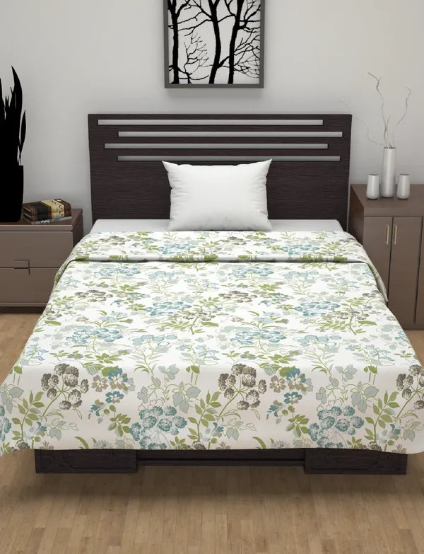 100%_Cotton_120_TC_Lily_Birch_Print_Reversible_Single_Dohar_AC_Blanket_-_Green_Banana_(220_X_110_CM)