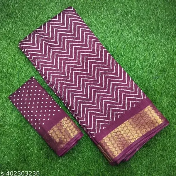 Purple_Colour_Zigzag_Printed__Print_Zari_Border_Dola_Silk_Saree_With_Blouse_Piece