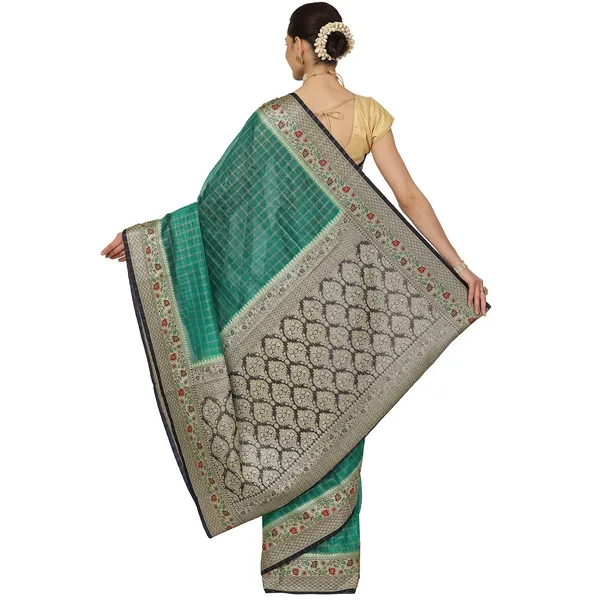 Green_Organza_Banarasi_Sarees_For_Women