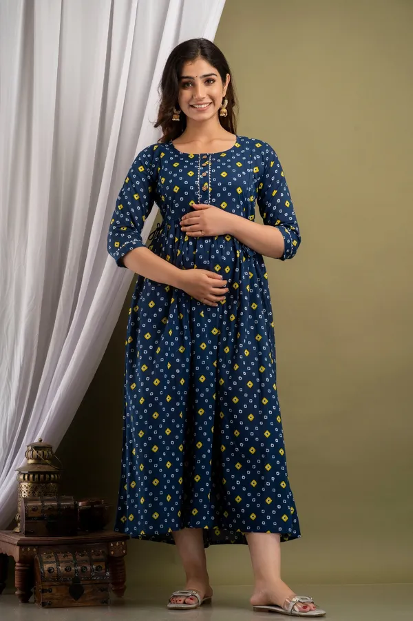 Doted__Cotton_Printed_Maternity_And_Feeding_Kurti_Combo_Of_2