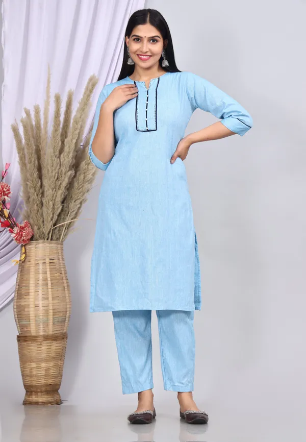 Sky_Blue_Pure_Cotton_Printed_Casual_Wear_Kurta_And_Sharara_Set__For_Women