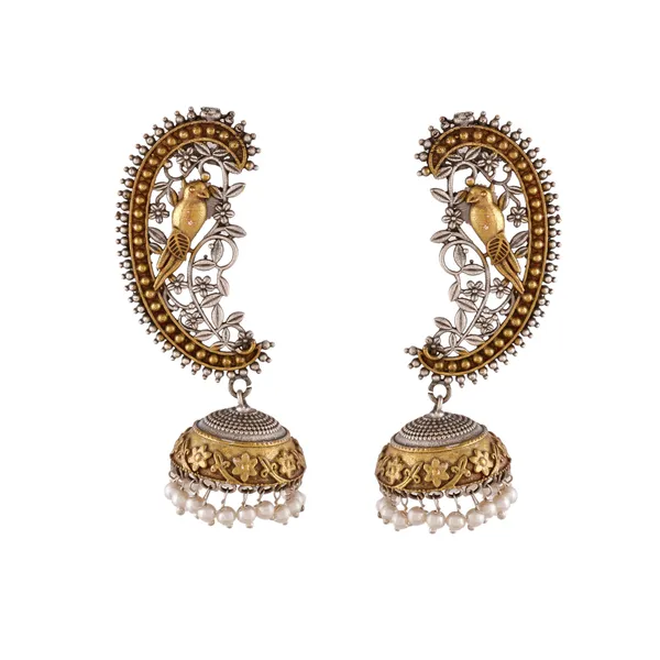 Dual_Tone_Silver_Peacock_Jhumka