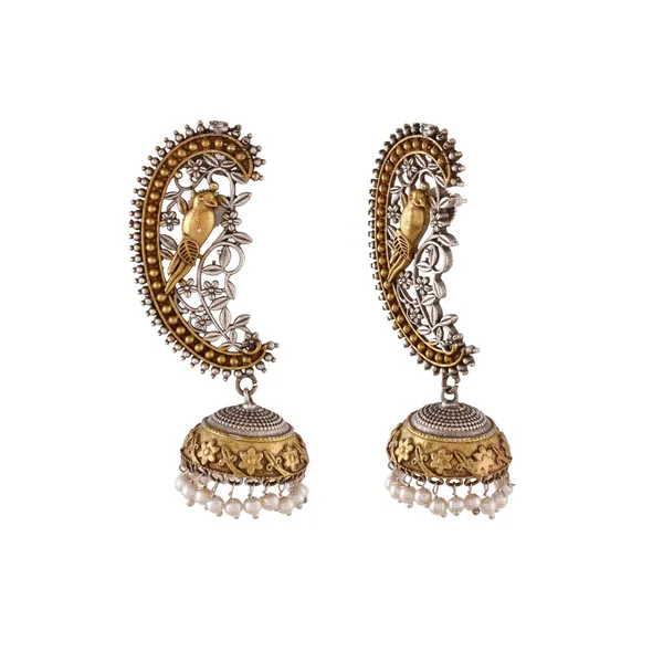 Dual_Tone_Silver_Peacock_Jhumka