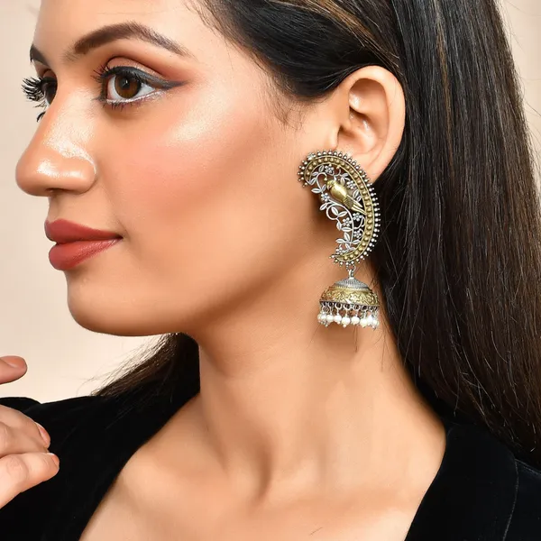 Dual_Tone_Silver_Peacock_Jhumka
