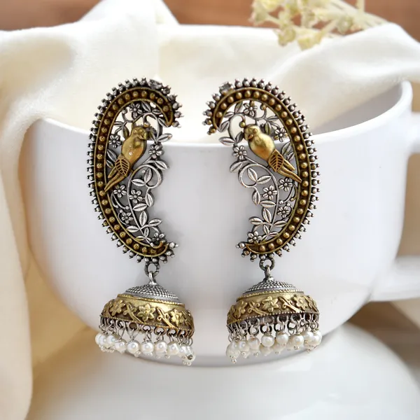 Dual_Tone_Silver_Peacock_Jhumka